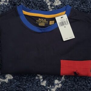 NWT Polo Ralph Lauren Navy Multi Color Classic Fit Shirt - Pocket  Men’s Size M